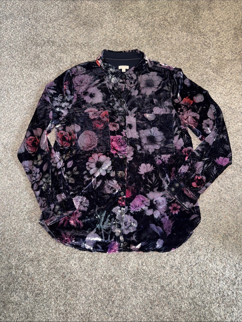 Pilcro Anthro Hadley Relaxed Button Velvet Shirt